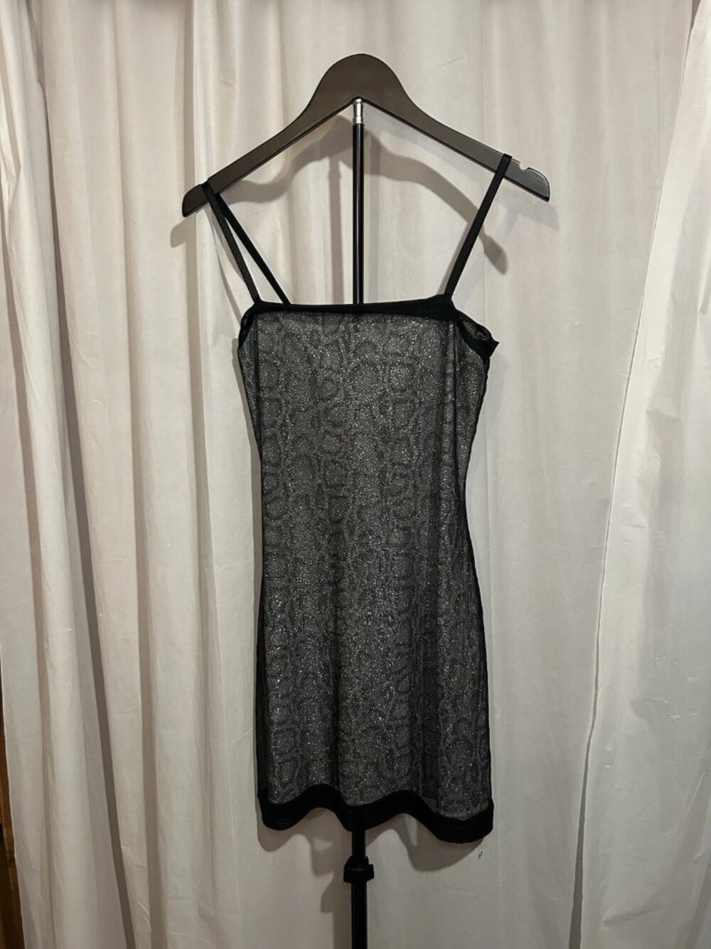 Vintage 1990s Byer Too! Glitter Mesh Leopard Print Slip Dress Size 3